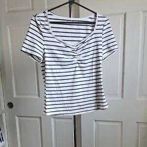 Classic Striped White and Black Women's Top